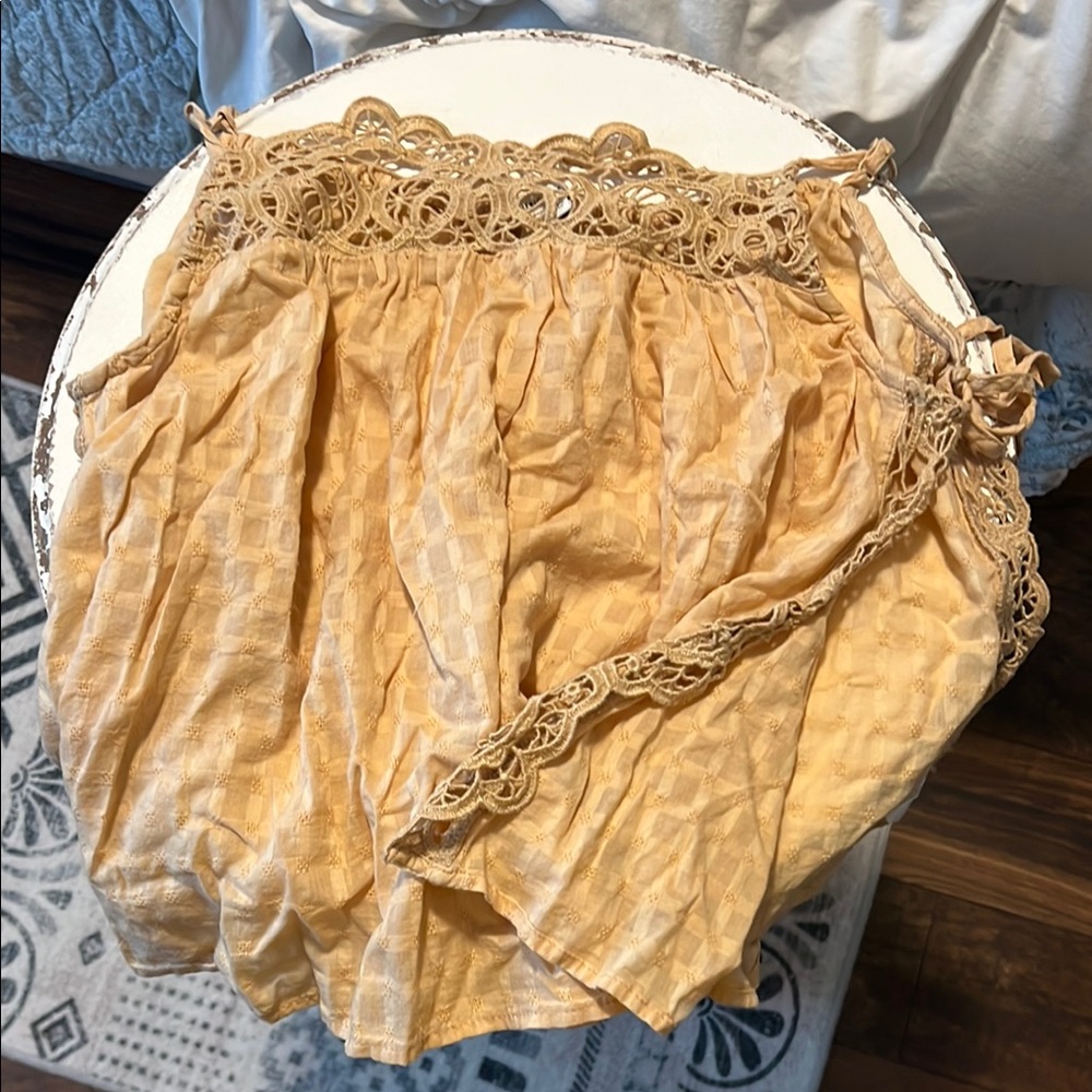Elegant Lace Trimmed Tan Women's Top